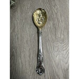 Vintage EPS A1 Sheffield England Serving Spoon w/ Embossed Fruit Design